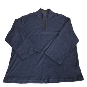 Robert Graham Sweater  Mens 2XL Blue 1/4‎ Zip Long Sleeve Pullover
